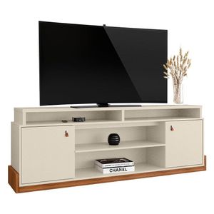 Rack Bancada Montana 188cm Pérola Metalizado-cinamomo Mel Para Tv Até 75? - Mobler Pérola Metalizado-cinamomo Mel