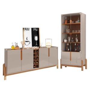 Sala De Jantar Lizz Com Cristaleira E Buffet Aparador Com Adega Off White-cedro - Casa D Off White-cedro