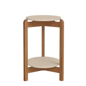 Mesa Lateral Lizz Redonda Off White-cedro - Casa D Off White-cedro