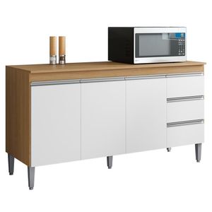 Balcão Pia Andréia 150cm Amêndoa-branco Com Tampo Mdp - Ajl Móveis Amêndoa-branco