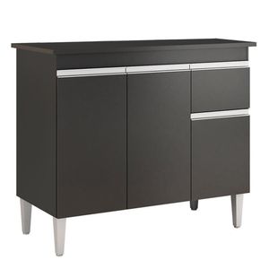 Balcão De Cozinha Tatiane 95cm Preto Com Tampo Mdp - Ajl Móveis Preto