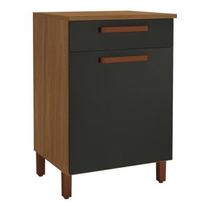 Balcão De Cozinha Monza 60,7cm Freijó-chumbo Com Tampo Mdf - Indékes Freijó-chumbo