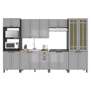 Cozinha Modulada Firenze 6 Peças Com Torre Quente 2 Fornos Chumbo-titânio - Indékes Chumbo-titânio