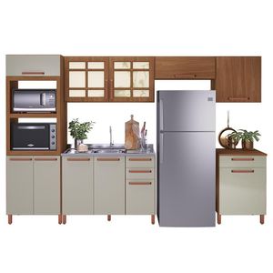 Cozinha Modulada Monza 6 Peças Com Torre Quente 2 Fornos Freijó-off White - Indékes Freijó-off White