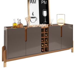 Buffet Aparador Lizz 190cm 4 Portas Com Adega Cinza Pérola-cedro - Casa D Cinza Pérola-cedro