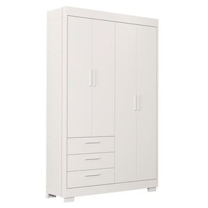Guarda Roupa Infantil Zaki 4 Portas E 3 Gavetas Branco Fosco - Reller Móveis Branco Fosco