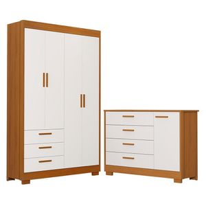 Jogo De Quarto Infantil Zaki Guarda Roupa E Cômoda Branco Fosco-savana - Reller Móveis Branco Fosco-savana