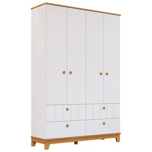 Guarda Roupa Infantil Biscoito 4 Portas E 4 Gavetas Branco-nature - Permóbili Baby Branco-nature