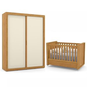 Jogo De Quarto Infantil Tutto New Com Guarda Roupa 2 Portas E Berço Freijó-off White - Matic Móveis Freijó-off White
