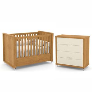 Jogo De Quarto Infantil Tutto New Com Berço E Cômoda 4 Gavetas Freijó-off White - Matic Móveis Freijó-off White