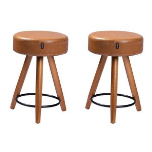 Kit 2 Banco Banqueta Paris Baixa 50cm Couríssimo Amarula - Salaone Amarula