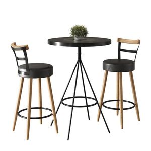 Conjunto Mesa Bistrô Viena E 2 Banquetas Moscou 98cm Preto - Salaone Preto