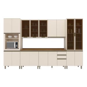 Cozinha Completa Connect 6 Peças Off White Com Torre Quente 1 Forno E Cristaleira - Móveis Henn Off White