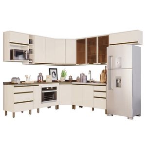 Cozinha Completa De Canto 13 Peças Connect Off White - Móveis Henn Off White