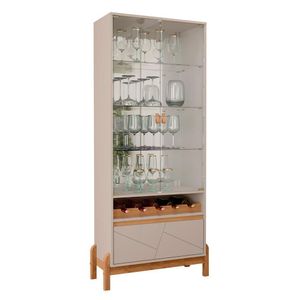 Cristaleira Bari 2 Portas E 1 Gaveta Com Adega Off White-cedro - Casa D Off White-cedro