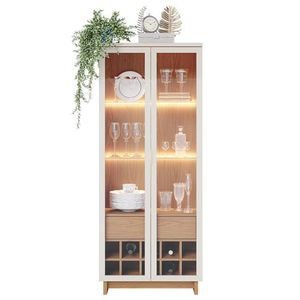 Cristaleira Guanabara 2 Portas De Vidro Com Adega Off White-freijó - Pr Móveis Off White-freijó