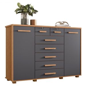 Cômoda Fontana 2 Portas E 7 Gavetas Freijó-titanium - Móveis Albatroz Freijó-titanium