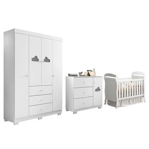 Dormitório Infantil Ane Guarda Roupa, Cômoda E Berço Danny Branco - Phoenix Baby Branco