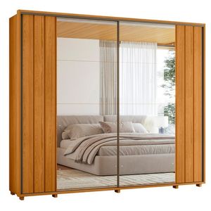 Guarda Roupa Casal Dalí Ripado 2 Portas Deslizantes Cinamomo Com 8 Espelhos - Madetec Cinamomo