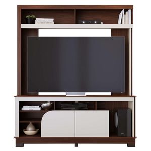Estante Home Theater Belaya Nogueira Real-off White Matte Para Tv Até 65? - Colibri Nogueira Real-off White Matte