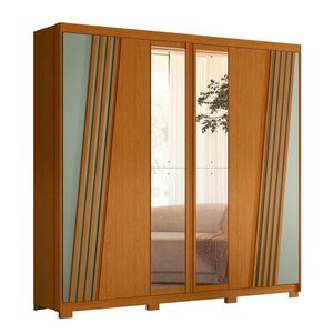 Guarda Roupa Casal Ouro Verde 6 Portas Cinamomo-sálvia Com Espelho - Móveis Albatroz Cinamomo-sálvia