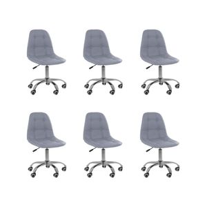 Kit 6 Cadeiras Office Eiffel Botonê Ajustável Base Giratória Cinza