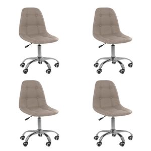 Kit 4 Cadeiras Office Eiffel Botonê Ajustável Base Giratória Bege