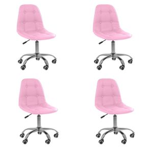 Kit 4 Cadeiras Office Eiffel Botonê Ajustável Base Giratória Rosa