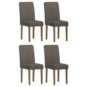 Conjunto 4 Cadeiras Amanda Imbuia/veludo Cinza Escuro - New Ceval Imbuia/veludo Cinza Escuro