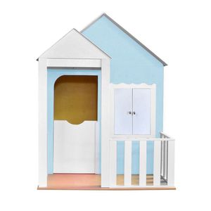 Casinha de Brinquedo com Cercado Azul Bebê e Branco