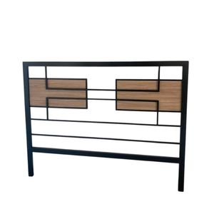 Cabeceira Cama Aço Ferro Metal Robusto Cor Preto Mdf Claro Largura 140cm Estilo Industrial Cb-06