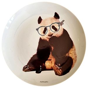 Prato De Porcelana Panda E A Borboleta - 24 Cm