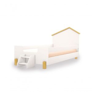 Cama Ayla Solteiro Branco/mel Com Colchão Divaloto