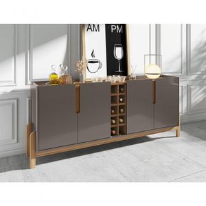 Buffet 4 Portas C/ Prateleiras Luna 1,90 Cinza Perola/cedro