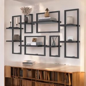 Kit De 8 Prateleiras Industrial Preto - Pleno