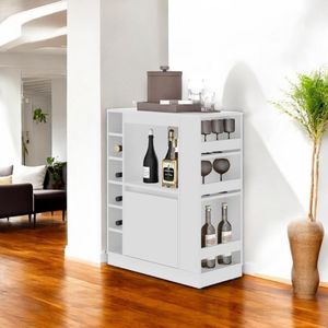 Balcão Adega Dublin Com Prateleiras E Nichos Para Vinho Branco