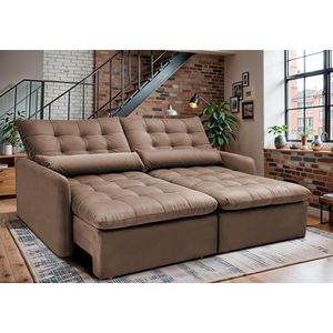 Sofá Sem Caixa Retrátil 1,60m Softgel Celeste Velusoft Castor Cama Inbox