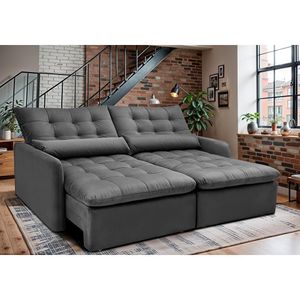 Sofá Sem Caixa Retrátil 1,60m Softgel Celeste Velusoft Cinza Cama Inbox