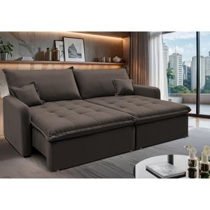 Sofá Sem Caixa Retrátil 2,00m Softgel Luna Velusoft Café Cama Inbox
