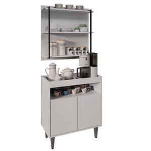 Aparador Cantinho Do Café E Painel 3 Prateleiras Flora Z34 Branco - Mpozenato