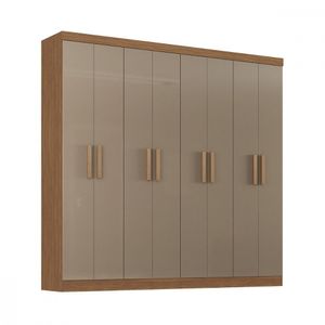 Guarda Roupa Casal 8 Portas Petropolis Amadeirado E Reflecta Acacia Com Reflecta