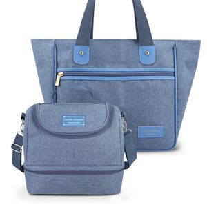 Conjunto Bolsa Térmica E Bolsa Shopper Jacki Design Azul