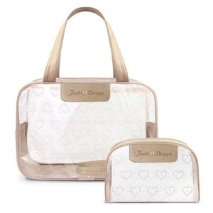Kit Bolsa E Nécessaire Transparente Love Dourado