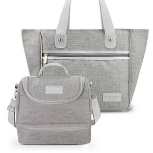 Conjunto Bolsa Térmica E Bolsa Shopper Jacki Design Cinza Claro