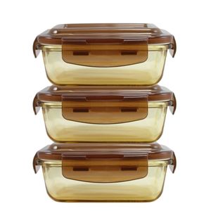 Kit Pote De Vidro Hermético De 3 Peças - Marrom Marrom