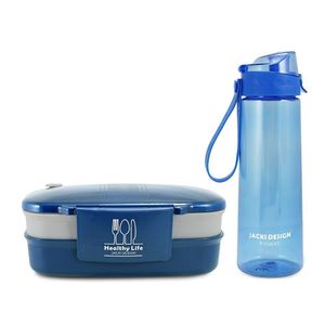 Conjunto De Garrafa E Pote De Marmita 2 Andares Azul