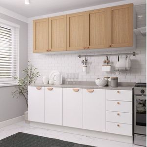 Cozinha Modulada 4 Peças 2 Aéreos 2 Balcões Arizona Cabecasa Madeiramadeira Branco-figueira