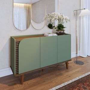 Buffet Aparador Com 3 Portas 136x79cm Jurerê Colibri Hortelã/amêndoa