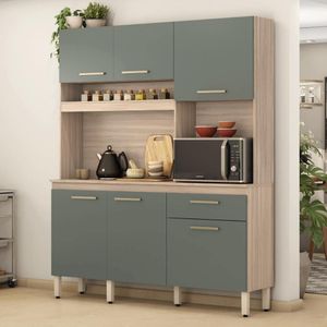 Armário De Cozinha Compacta 160cm Multimóveis CR20466 Avena Menta