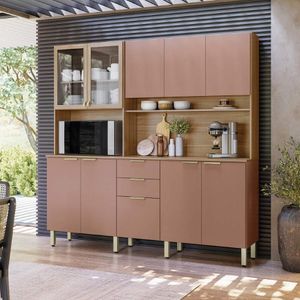 Armário De Cozinha Compacta 198cm Multimóveis Cr20468 Amêndola Marsala Prime